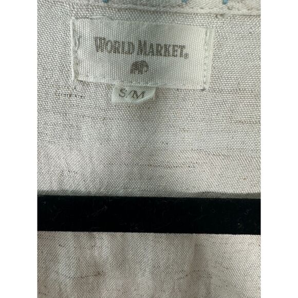 World Market Mira Ivory Floral Embroidered Kaftan Dress Flowy Boho Small Medium - Picture 6 of 8